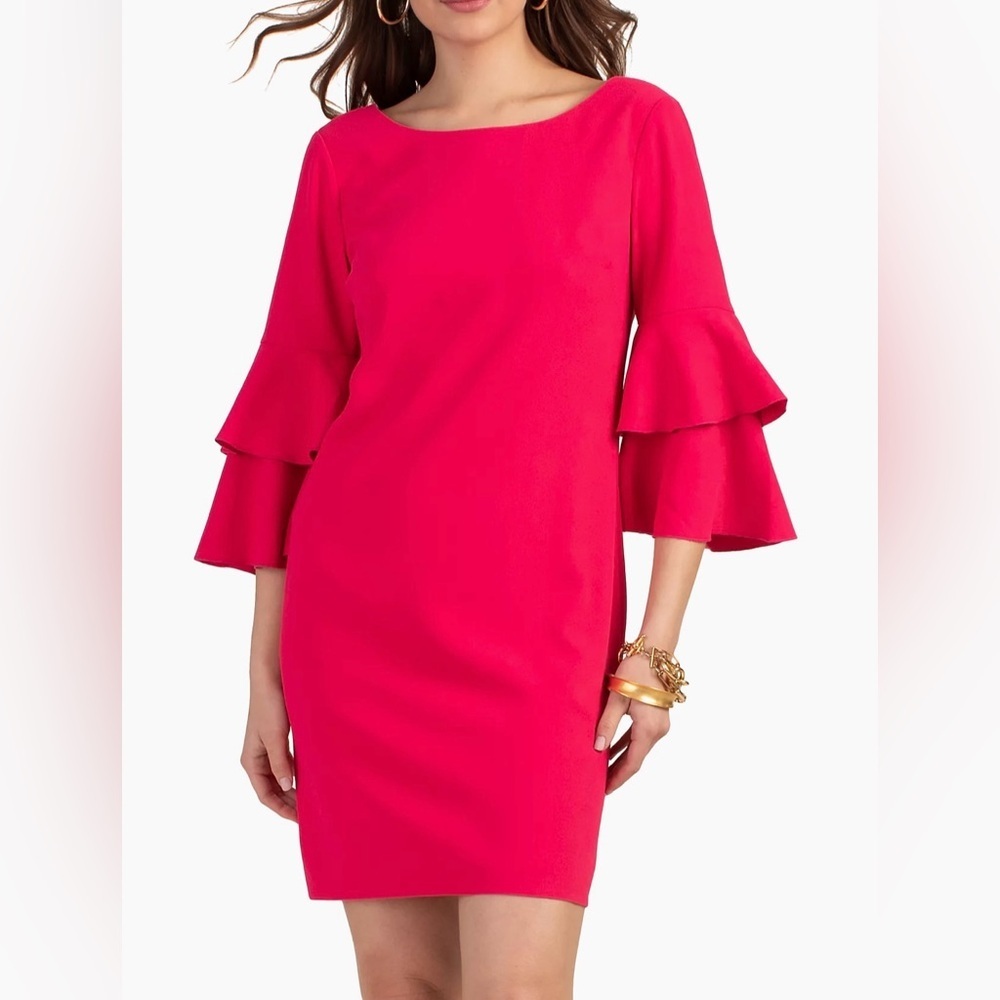 Trina Turk Leona Tiered Bell-Sleeve Minidress Pink Size 8